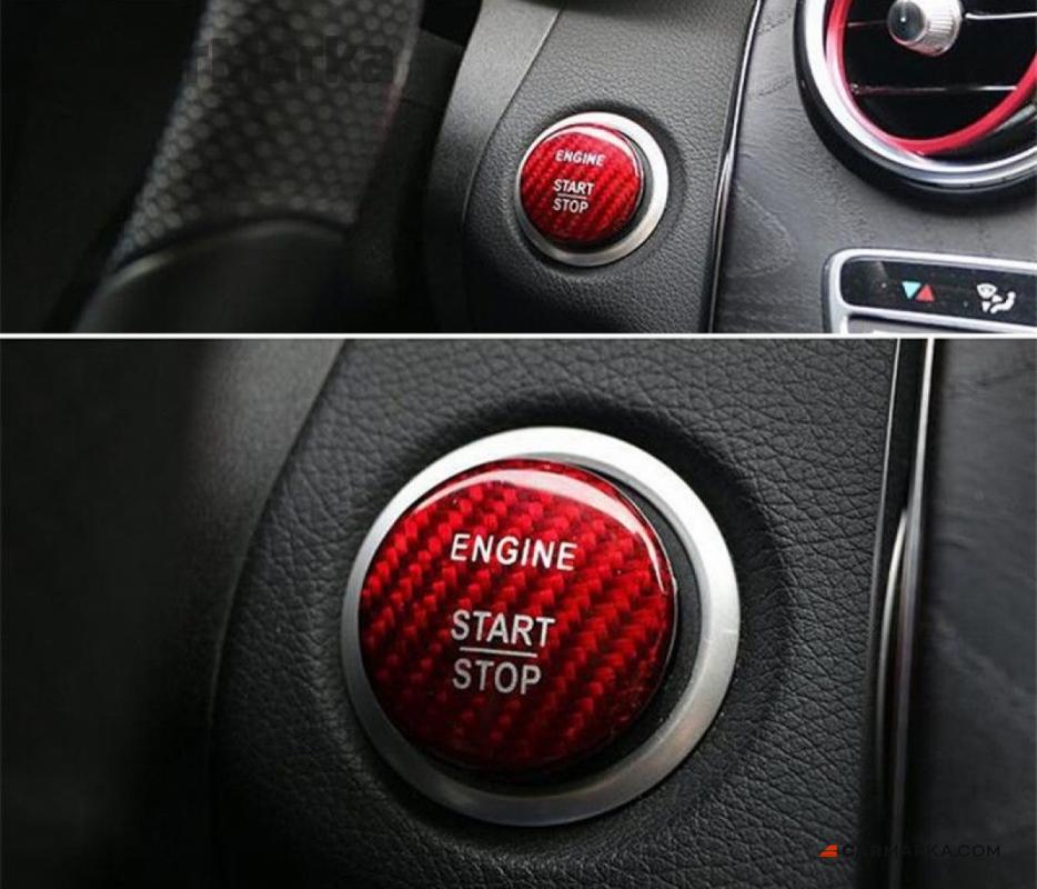 Carbon Fiber Engine Start Push Button Cover Trim for Benz C-Class W204 205 08-16