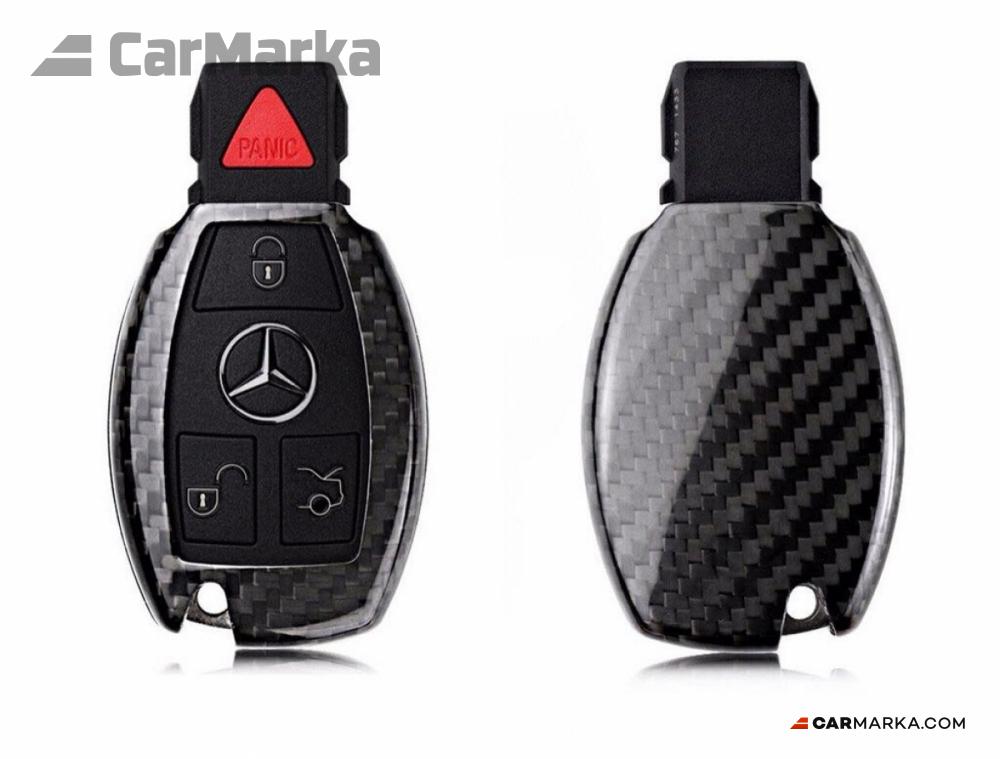 Silver Carbon Fibre Key Cover Case For Mercedes A B C E S G M V Class 2 3 t70cf*