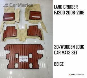 TOYOTA LAND CRUISER 200 2016- Car Mats Set 3D Wooden Look Beige