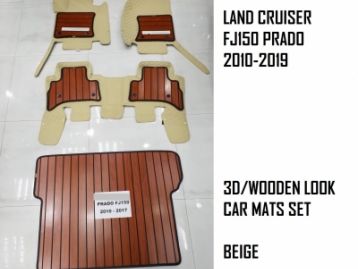 TOYOTA LAND CRUISER PRADO 150 2014- Car Mats Set 3D Wooden Look Beige