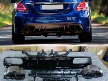 MERCEDES-BENZ C CLASS W205 2015- Rear Diffuser C63 2019- Look With Exhaust Tips