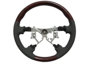 TOYOTA LAND CRUISER PRADO 150 2009- Steering wheel black leather dark wood