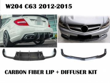 MERCEDES-BENZ C CLASS W204 C63 AMG 2012- Carbon Fiber Front Lip & Rear Diffuser Body Kit