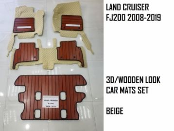TOYOTA LAND CRUISER 200 2008- Car Mats Set 3D Wooden Look Beige