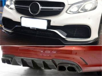 MERCEDES-BENZ C CLASS W204 C63 AMG 2012- Carbon Fiber Front Lip Spoiler & Rear Diffuser Kit