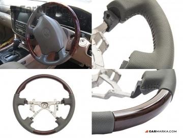 TOYOTA LAND CRUISER PRADO 120 2003- Steering Wheel Leather & Wood Type Beige
